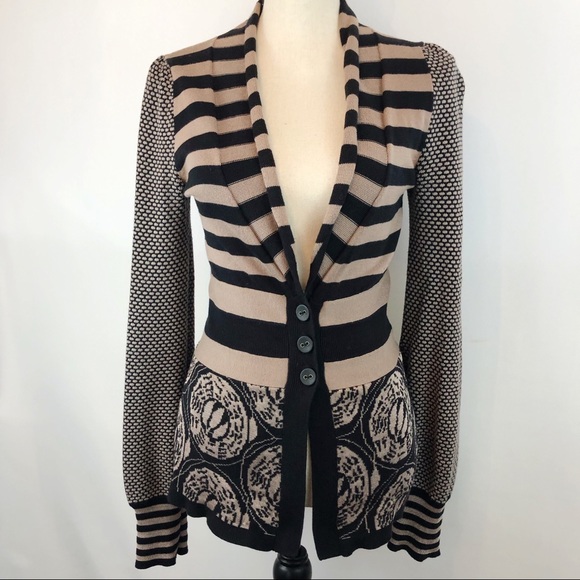 liamolly Sweaters - Lia Molly Beige & Black Button Cardigan Sweater